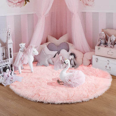 tapis rond rose chambre enfant