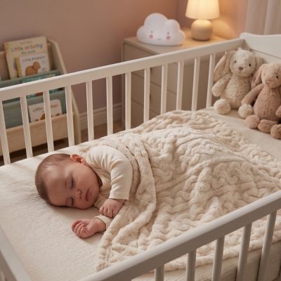 bebe endormi avec couverture en polaire bebe blanche