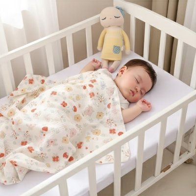 bebe-faisant-sieste-avec-couverture-emmaillotage-bebe-fraise