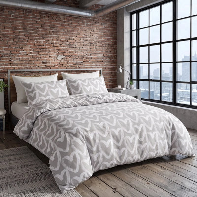 chambre avec parure de lit 200x200 gris