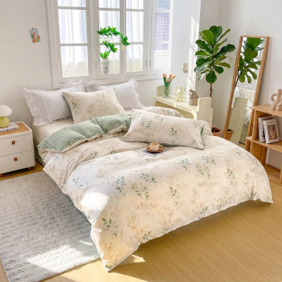 chambre avec parure de lit 200x200 impression florale