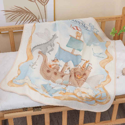 couverture emmaillotage bébé bâteau déposé dans berceau