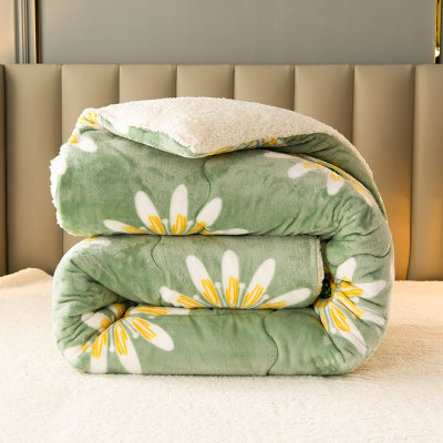 couverture lestée plié et déposer sur lit