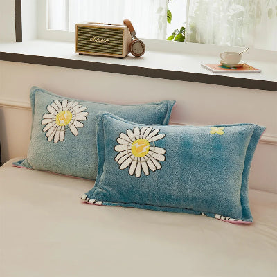 ensemble protege oreiller fleur blanche