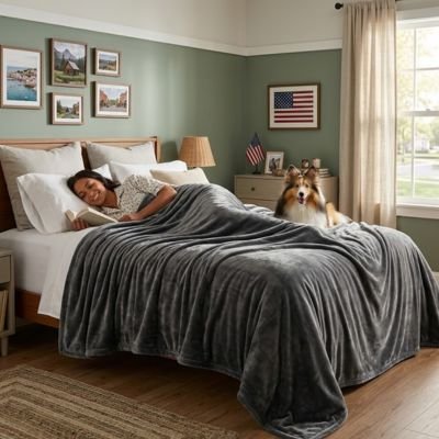 femme coucher sous couverture avec son chien
