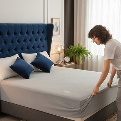 femme retirant drap housse flanelle de son matelas