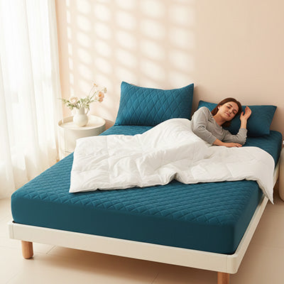 femme se reposant sur protège matelas imperméable