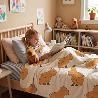 fillette-lisant-avec-couverture-enfant-capybara