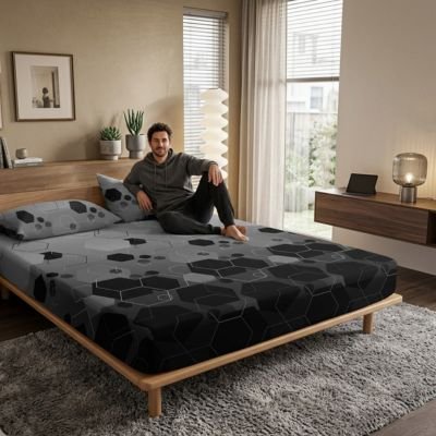 homme assis et relaxant sur drap housse