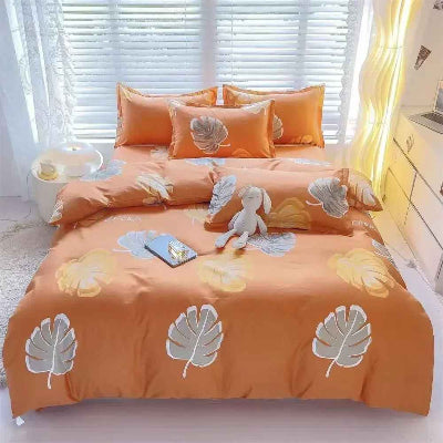 housse de couette feuille sur lit chambre enfant