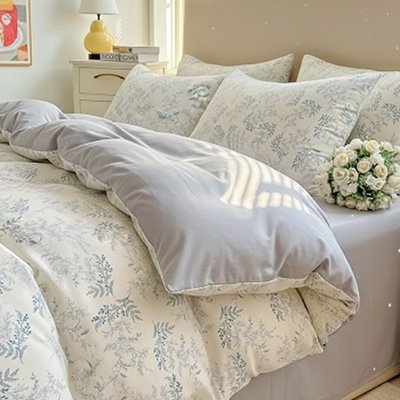 housse de couette grise replier vue sur les deux côté