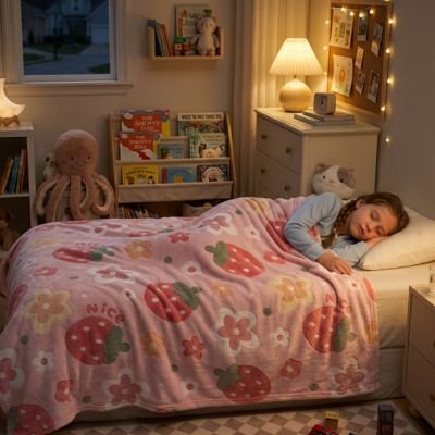 jeune fille endormie sous plaid enfant