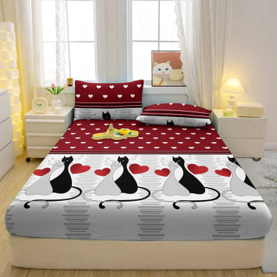 lit avec drap housse rouge