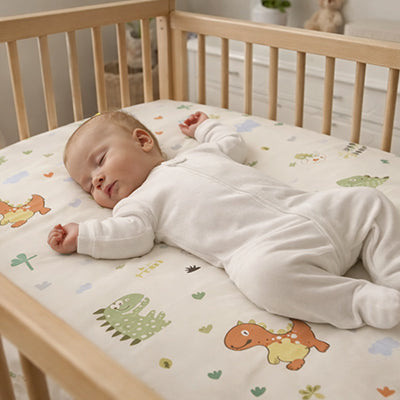 poupon endormi dans bassinette sur drap housse bebe