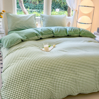 prsentation ensemble complet housse de couette vichy vert