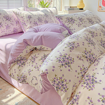 présentation housse de couette lilas