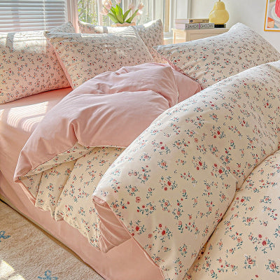 présentation housse de couette rose