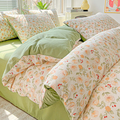 présentation housse de couette verte