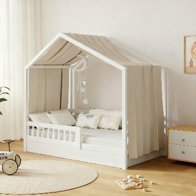 vue ciel de lit cabane auvent beige