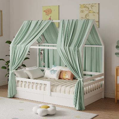 vue ciel de lit cabane vert