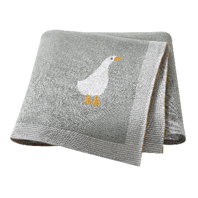 vue couverture bébé tricot canard gris