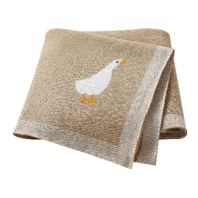 vue couverture bébé tricot canard kaki