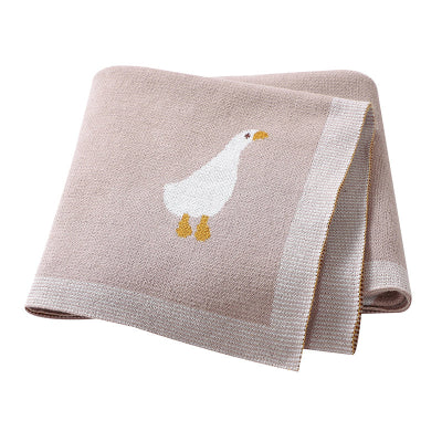 vue couverture bébé tricot canard rose clair