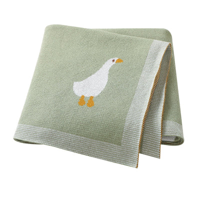 vue couverture bébé tricot canard vert clair