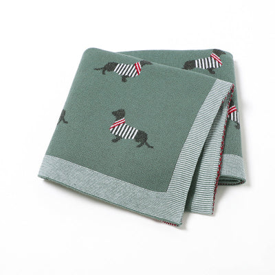 vue couverture bébé tricot vert