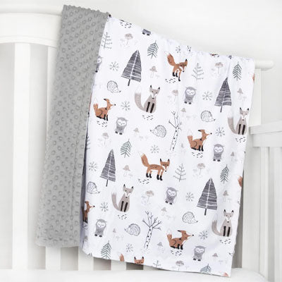 vue deux côté couverture bebe motif hibou