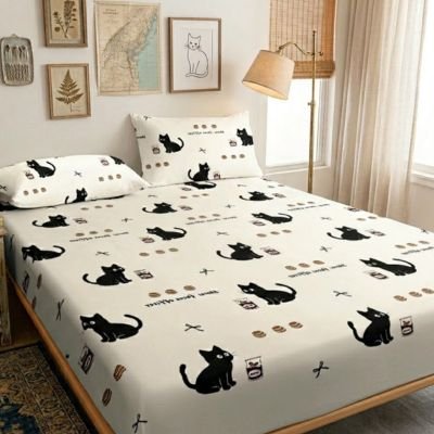 vue lit avec drap housse