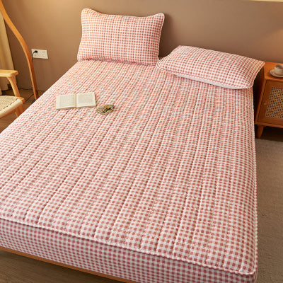vue protège matelas 160x200 vichy rose