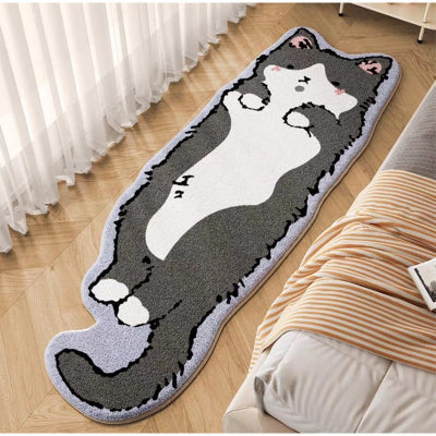 vue tapis enfant chat gris