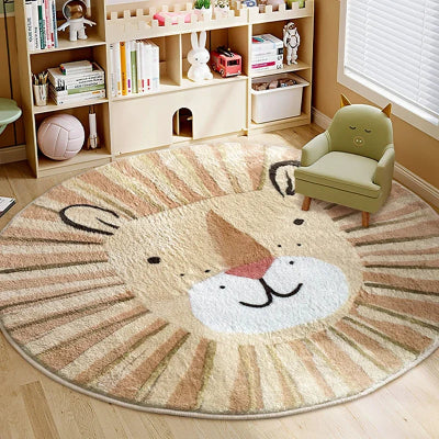 vue tapis rond enfant lion