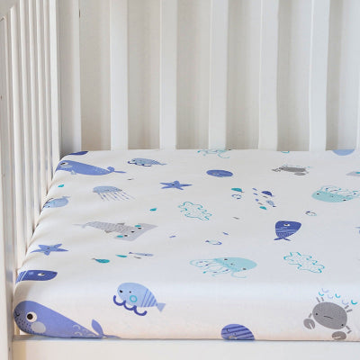 vue tissu drap housse bebe bleu clair