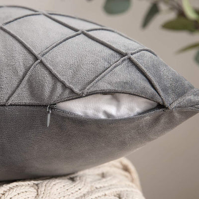 zoom fermeture à glissière housse de coussin 30x50 grise