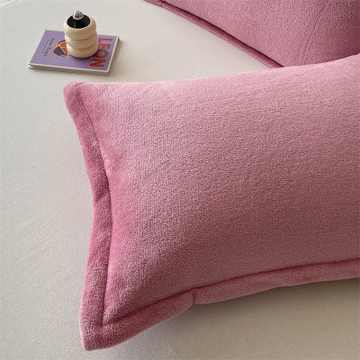 zoom housse de d'oreiller flanelle rose