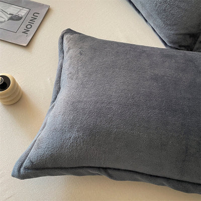 zoom housse d'oreiller flanlelle gris foncé