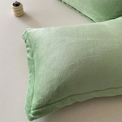 zoom housse d'oreiller flanelle vert