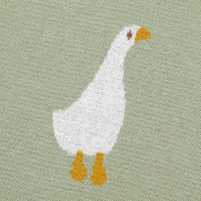zoom motif canard couverture bébé tricot