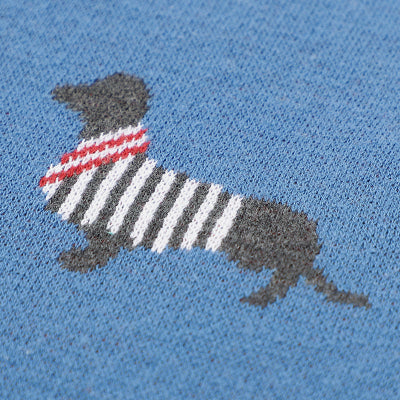 zoom motif chien couverture bébé tricot