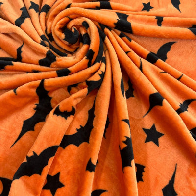zoom tissu plaid chauve souris orange